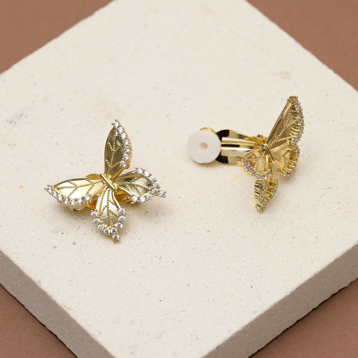 Jon Richard Gold Plated and Crystal Edge Butterfly Clip Earrings