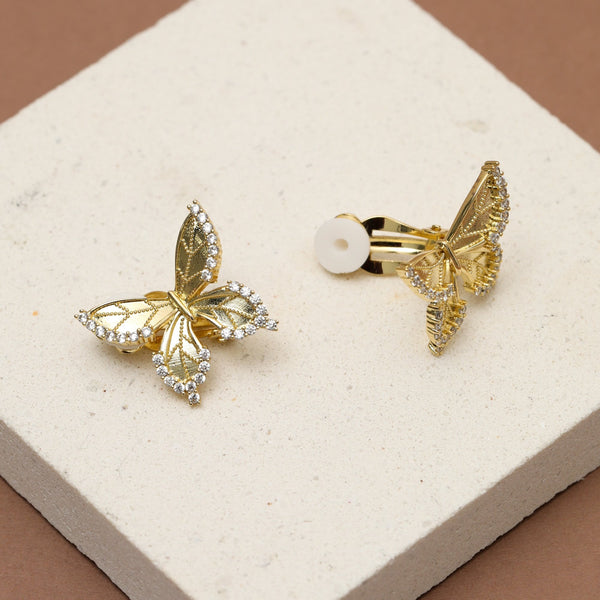 Jon Richard Gold Plated and Crystal Edge Butterfly Clip Earrings