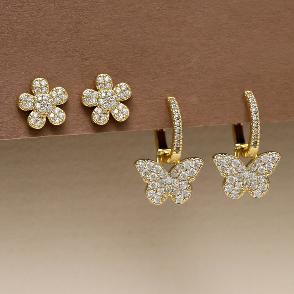 Jon Richard Gold Plated Butterfly Hoop Earrings - Pack of 2