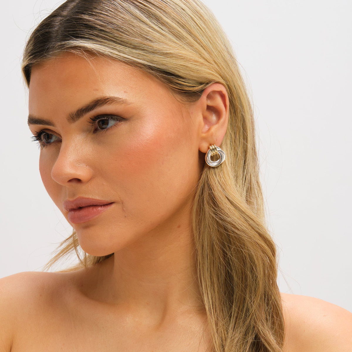 Jon Richard Two Tone Door Knocker Earrings
