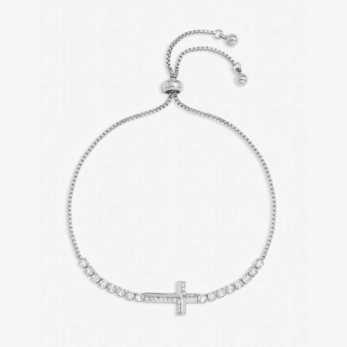 Jon Richard Silver Plated and Crystal Cross Toggle Bracelet