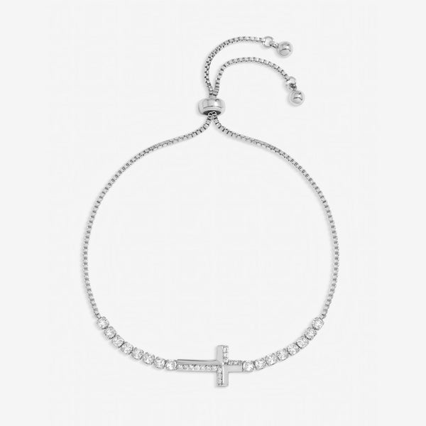 Jon Richard Silver Plated and Crystal Cross Toggle Bracelet