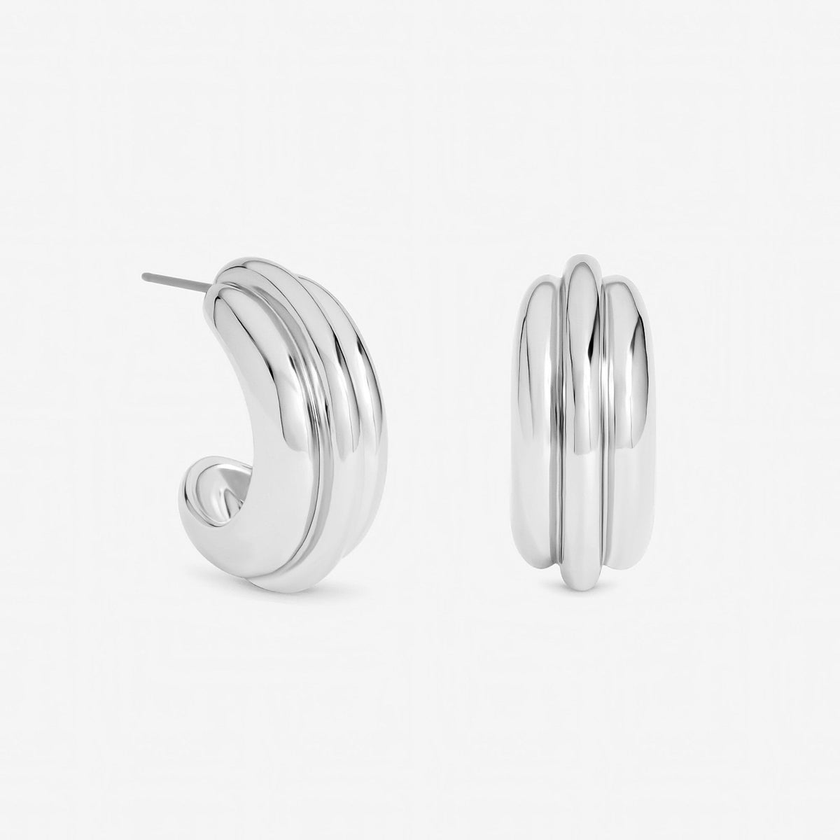 Mood Silver Plated Chubby Hoop Earrings