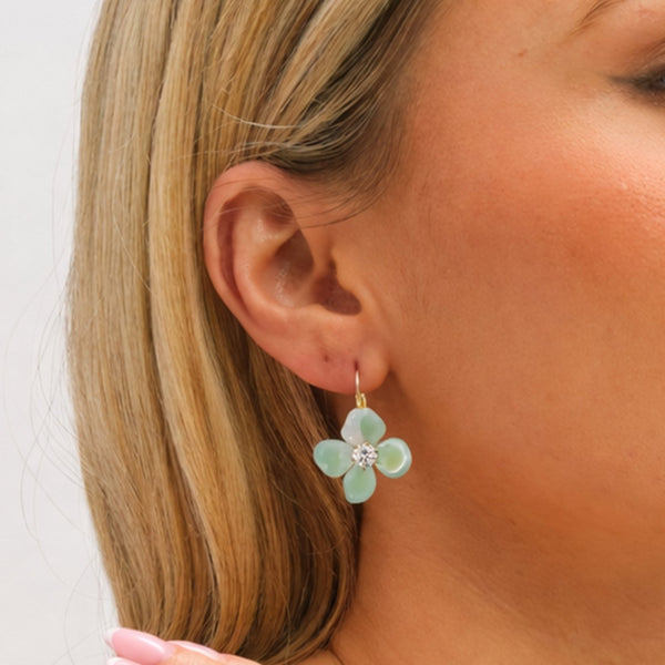 Jon Richard Gold Plated Resin Flower Drop Earrings