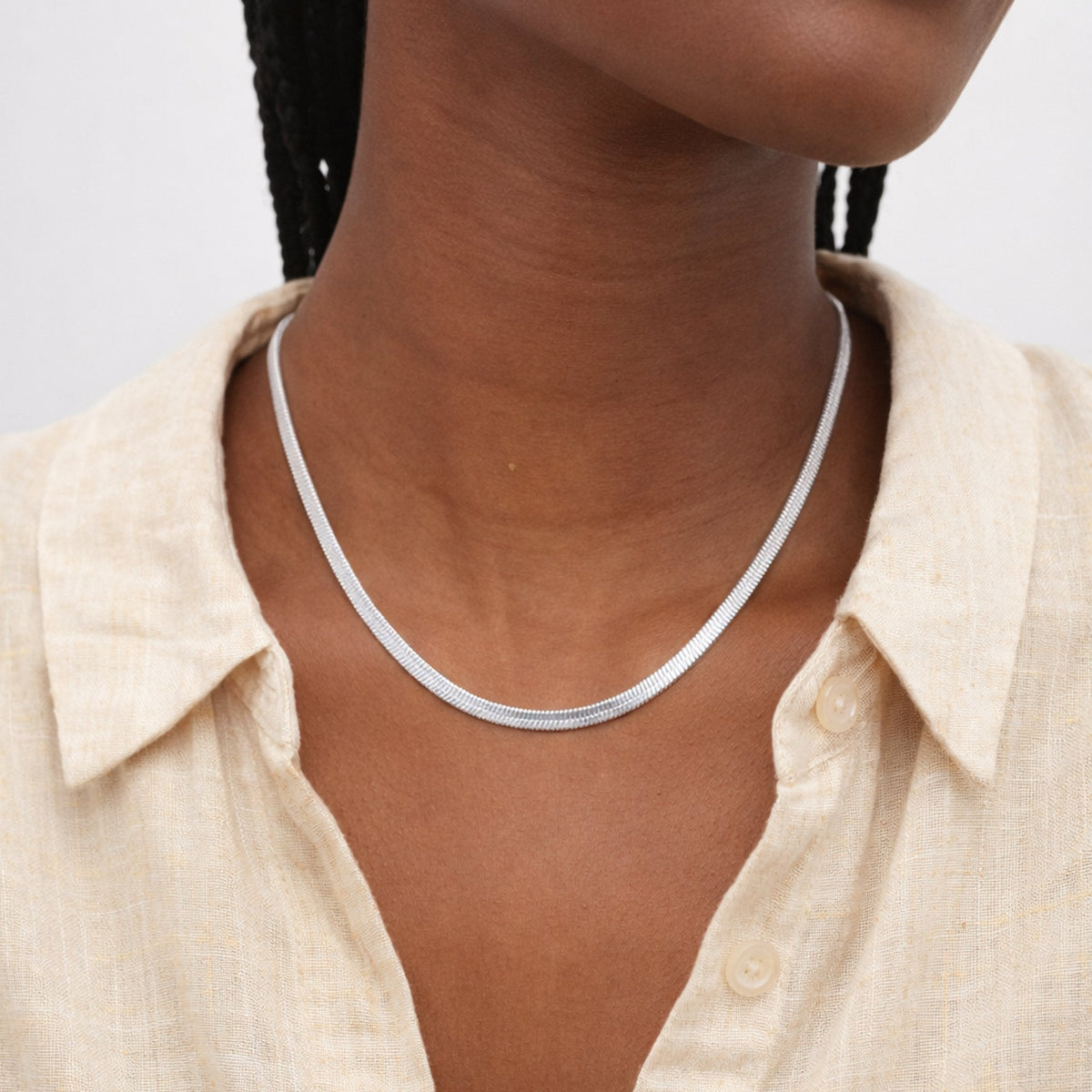 Inicio Sterling Silver Snake Chain Necklace - Gift Pouch