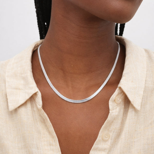 Inicio Sterling Silver Snake Chain Necklace - Gift Pouch