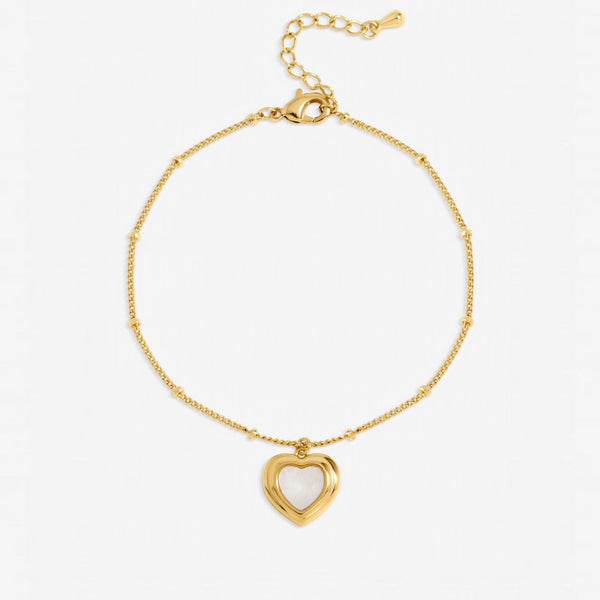 Inicio Gold Plated Mother of Pearl Heart Bracelet - Gift Pouch