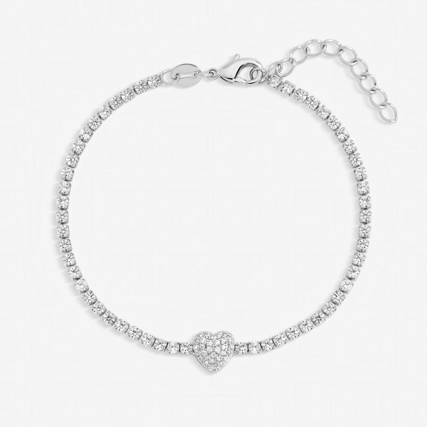 Jon Richard Silver Plated and Pave Heart Bracelet