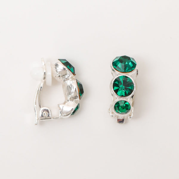 Jon Richard Silver Plated Graduated Crystal Round Clip Earrings