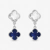 Jon Richard Silver Plated Sapphire and Crystal Clover Drop Earrings