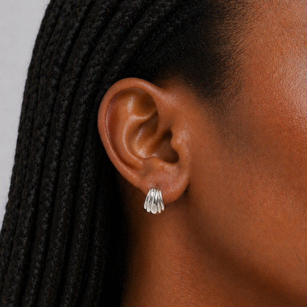 Inicio Sterling Silver Large Ridged Studs - Gift Pouch