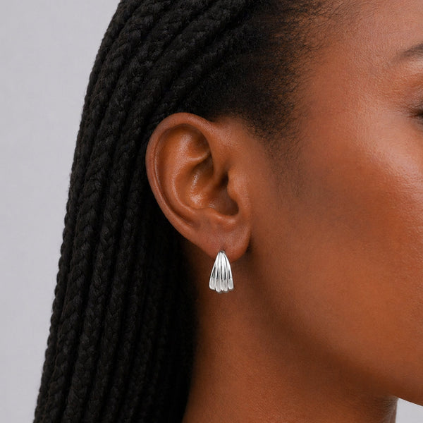 Inicio Sterling Silver Small Ridged Studs - Gift Pouch