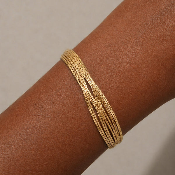 Inicio Gold Plated Multi Layered Bracelet - Gift Pouch