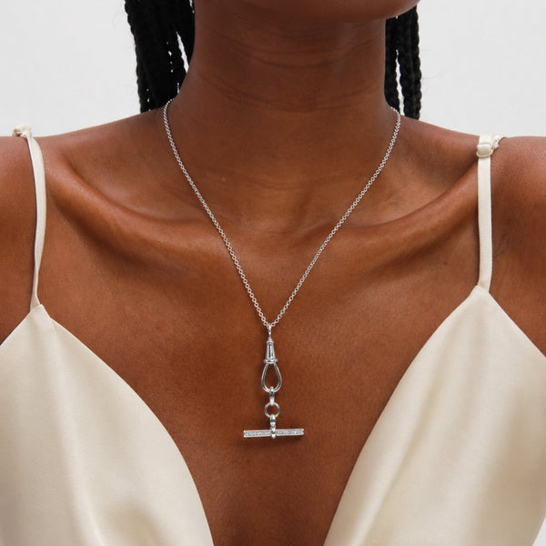 Jon Richard Silver Plated Pave T Bar Necklace