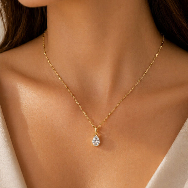 Jon Richard Gold Plated and Cubic Zirconia Pear Drop Pendant