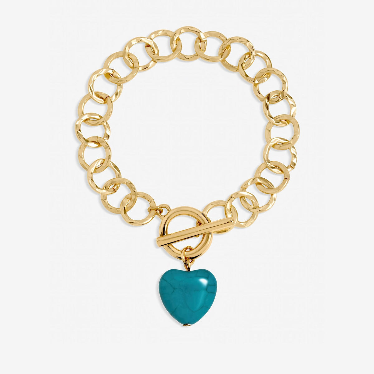 Mood Gold Plated and Turquoise Heart T-Bar Bracelet