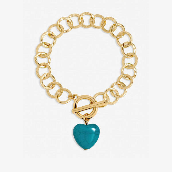 Mood Gold Plated and Turquoise Heart T-Bar Bracelet
