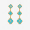 Mood Gold Plated and Turquoise Clover Drop Earrings