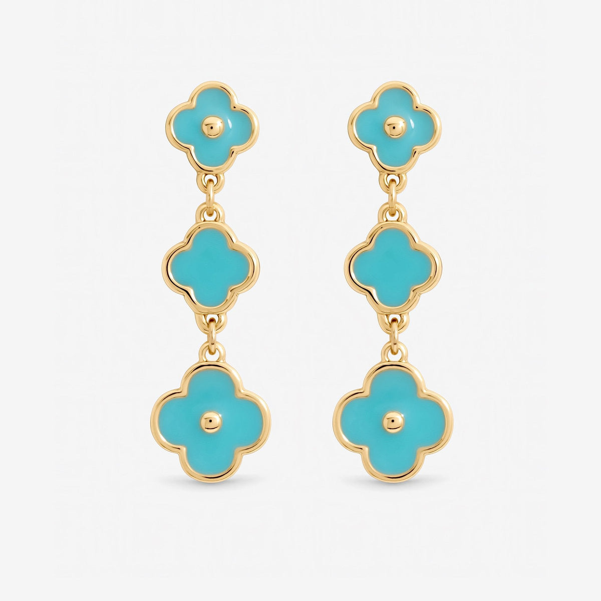 Mood Gold Plated and Turquoise Clover Drop Earrings