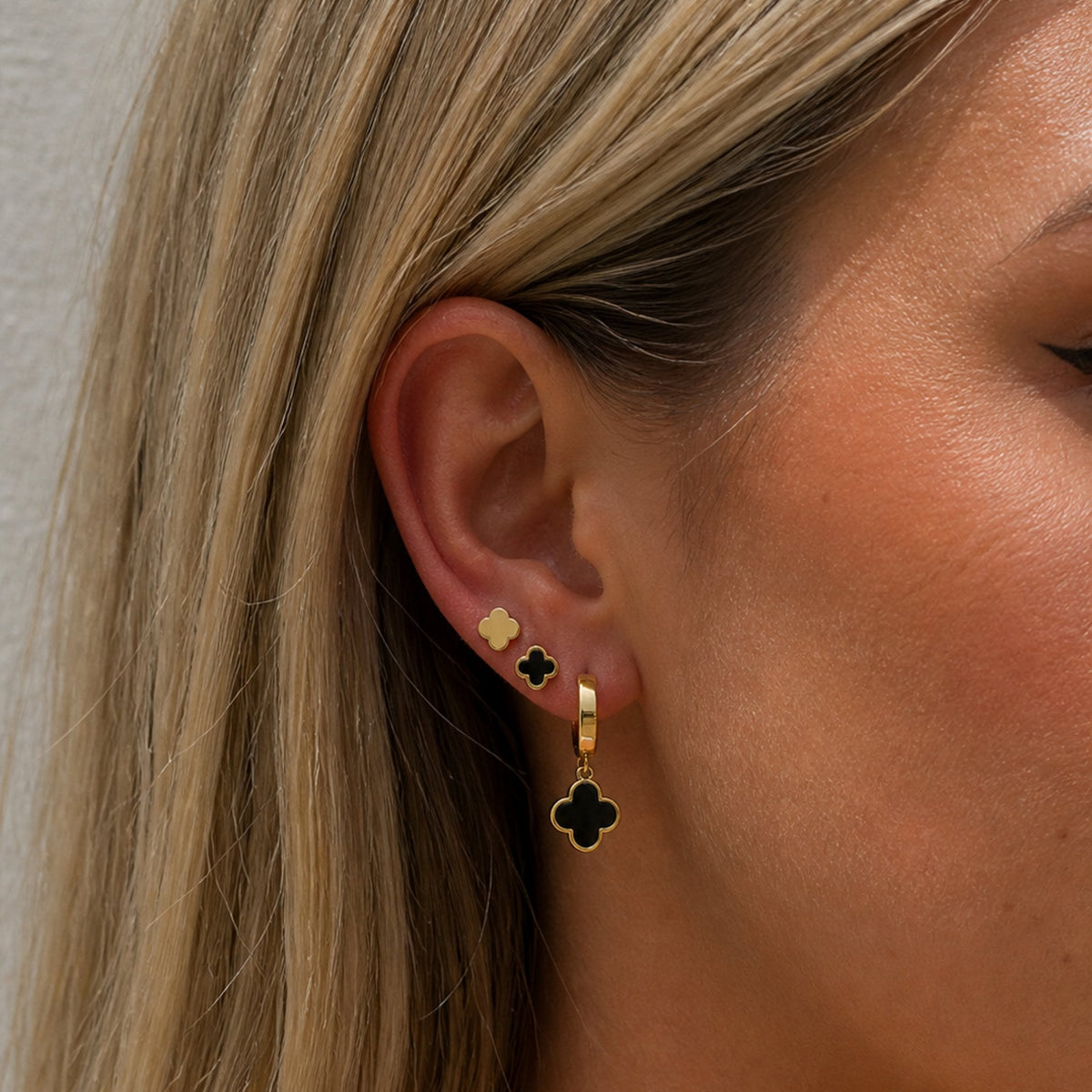 Jon Richard Gold Plated Waterproof Clover Earrings - Pack of 3