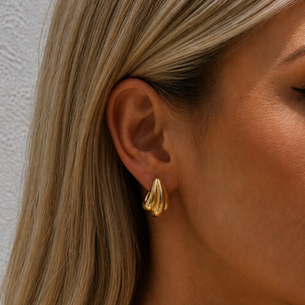 Jon Richard Gold Plated Waterproof Multirow Dome Hoop Earrings