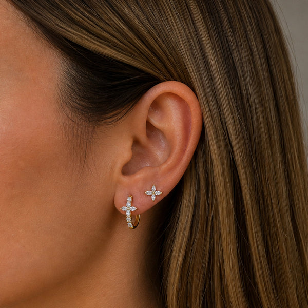 Jon Richard Gold Plated and Crystal Floral Hoop Earrings - Pack of 2
