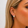 Jon Richard Gold Plated Ruby and Crystal Clover Drop Earrings