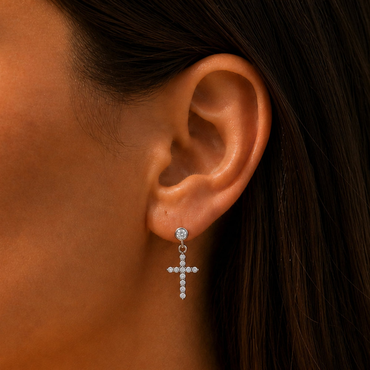 Jon Richard Rhodium Plated Cubic Zirconia Earrings
