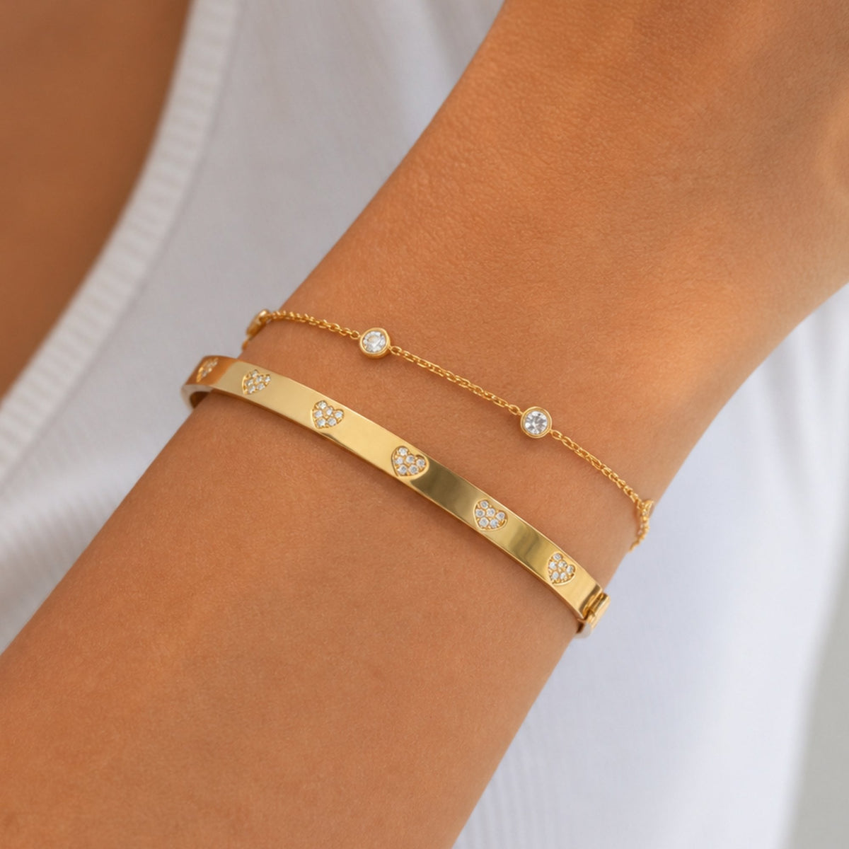 Jon Richard Gold Plated and Crystal Heart Bangle