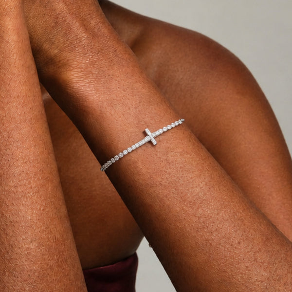 Jon Richard Silver Plated and Crystal Cross Toggle Bracelet