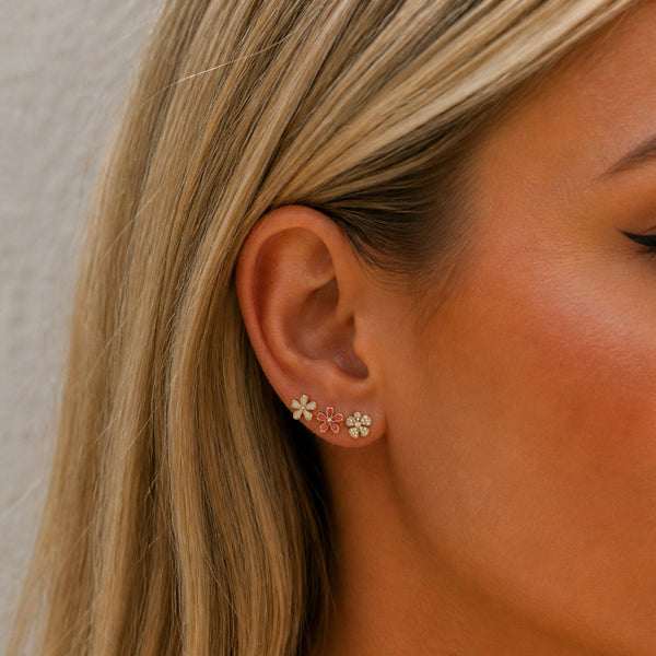 Mood Gold Plated Floral Earrings - Pack of 3