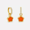 Inicio Gold Plated and Cherry Red Flower Earrings - Gift Pouch