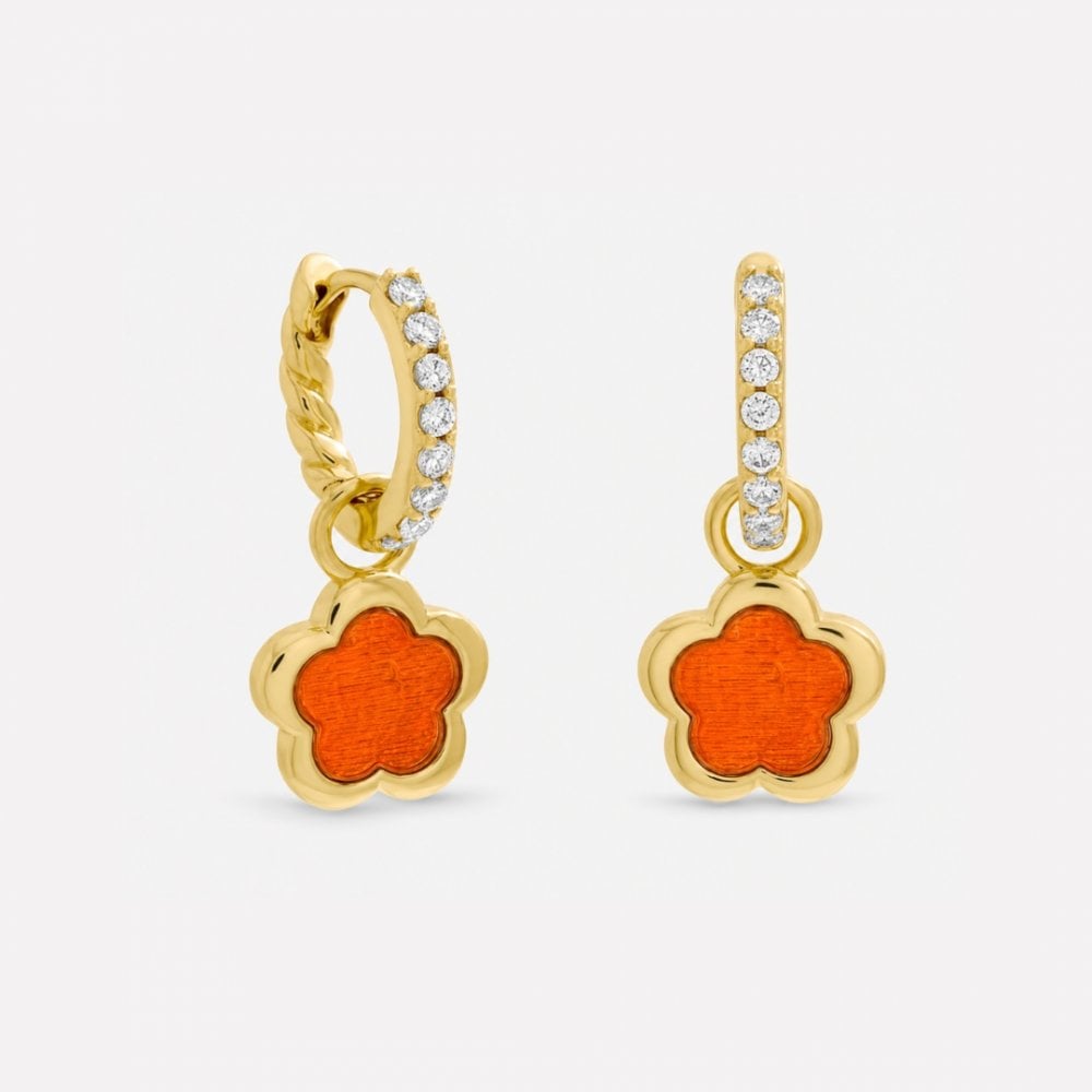 Inicio Gold Plated and Cherry Red Flower Earrings - Gift Pouch