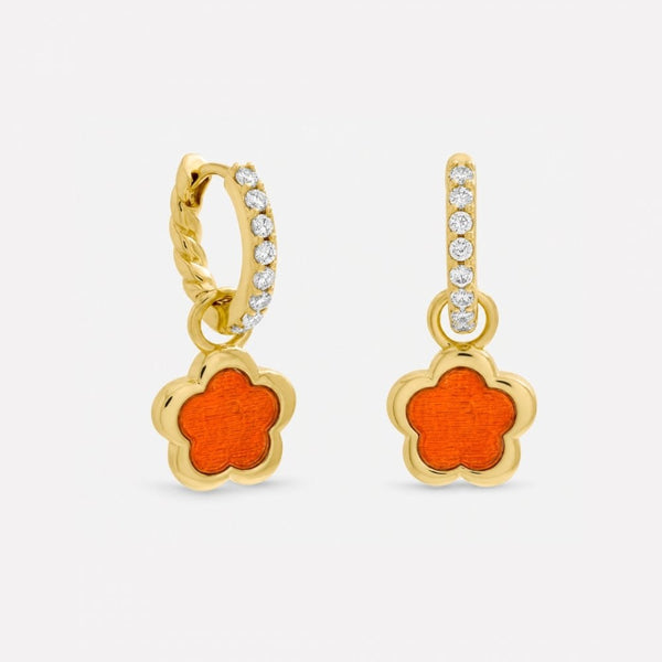 Inicio Gold Plated and Cherry Red Flower Earrings - Gift Pouch