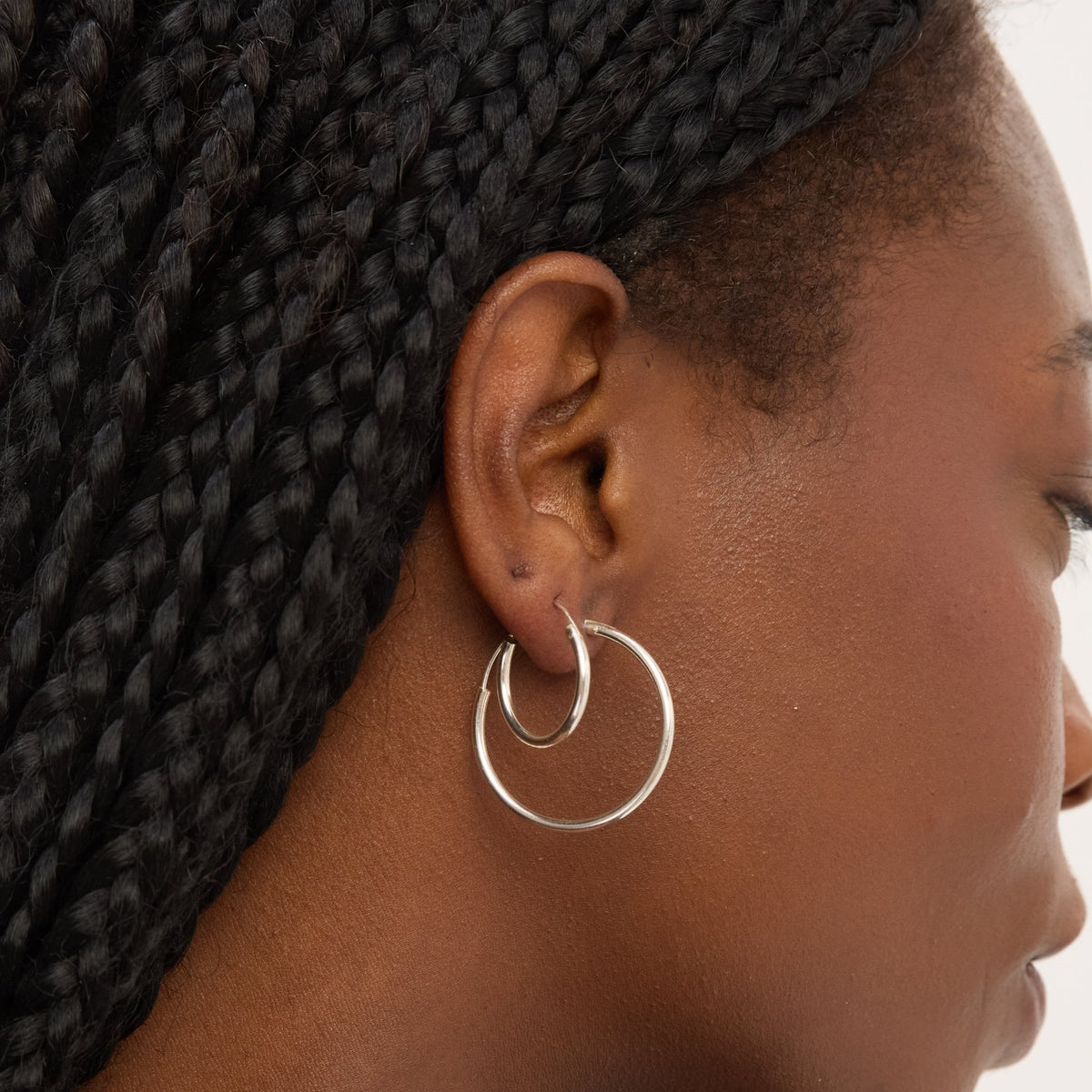 Simply Silver 925 Sterling Silver 20mm Sleeper Hoop Earrings