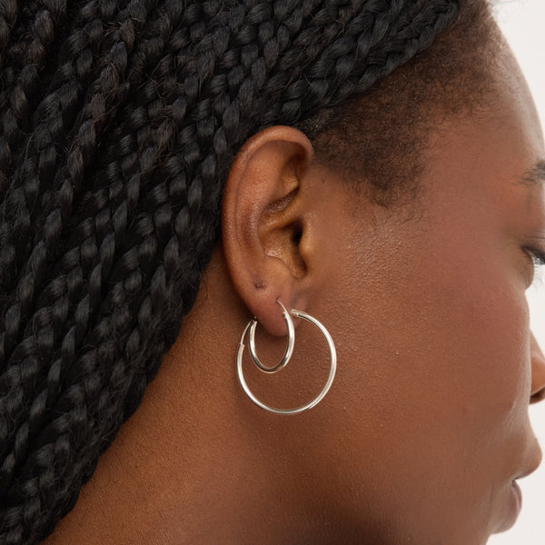 Simply Silver 925 Sterling Silver 40mm Sleeper Hoops