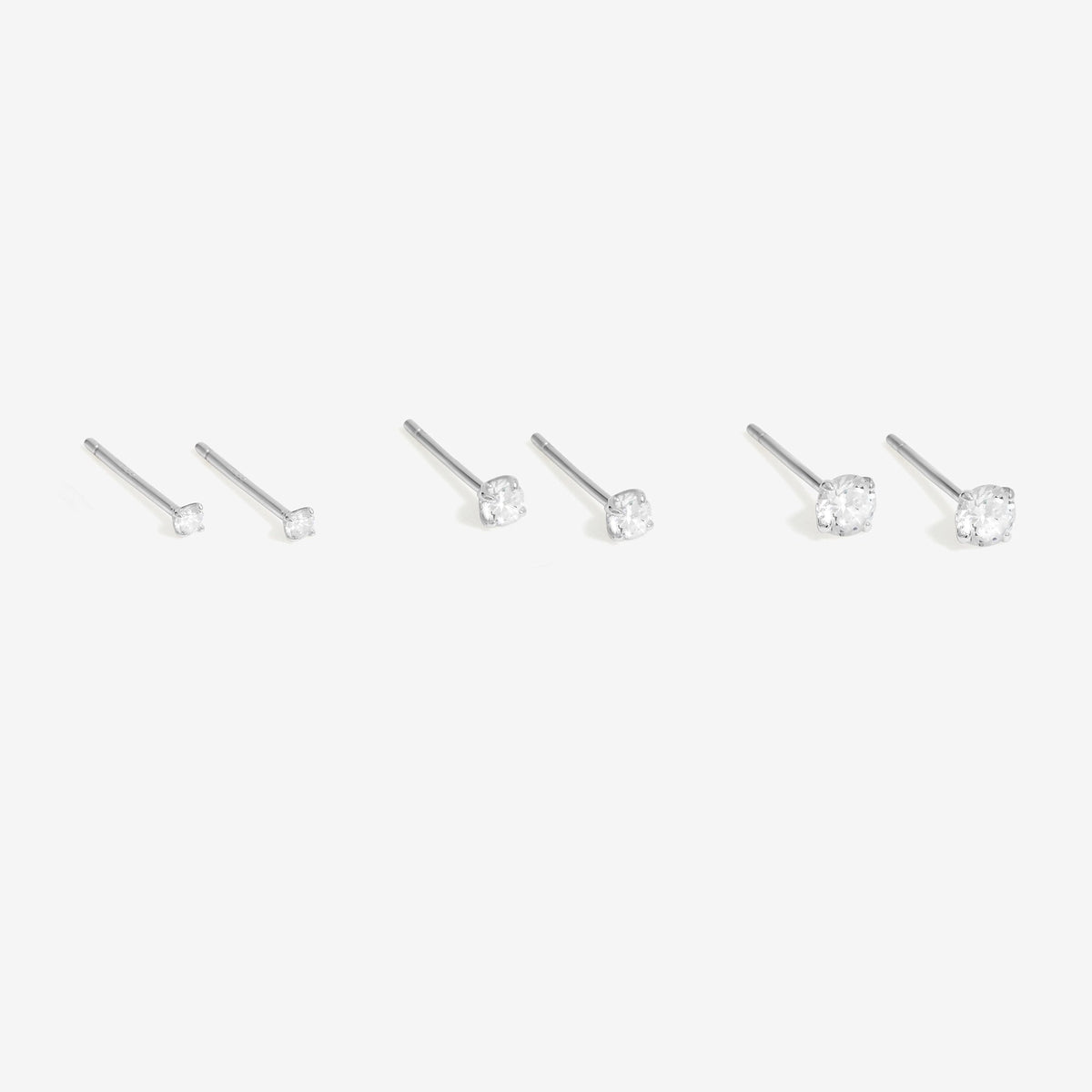 Simply Silver 925 Sterling Silver Cubic Zirconia Classic Round Earrings - Pack Of 3
