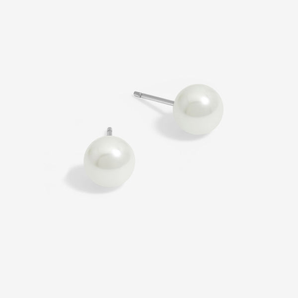 Simply Silver 925 Sterling Silver 8mm Pearl Stud Earrings