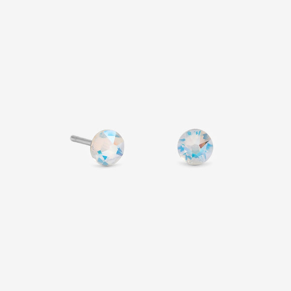 Simply Silver 925 Sterling Silver 4mm White Opal Studs