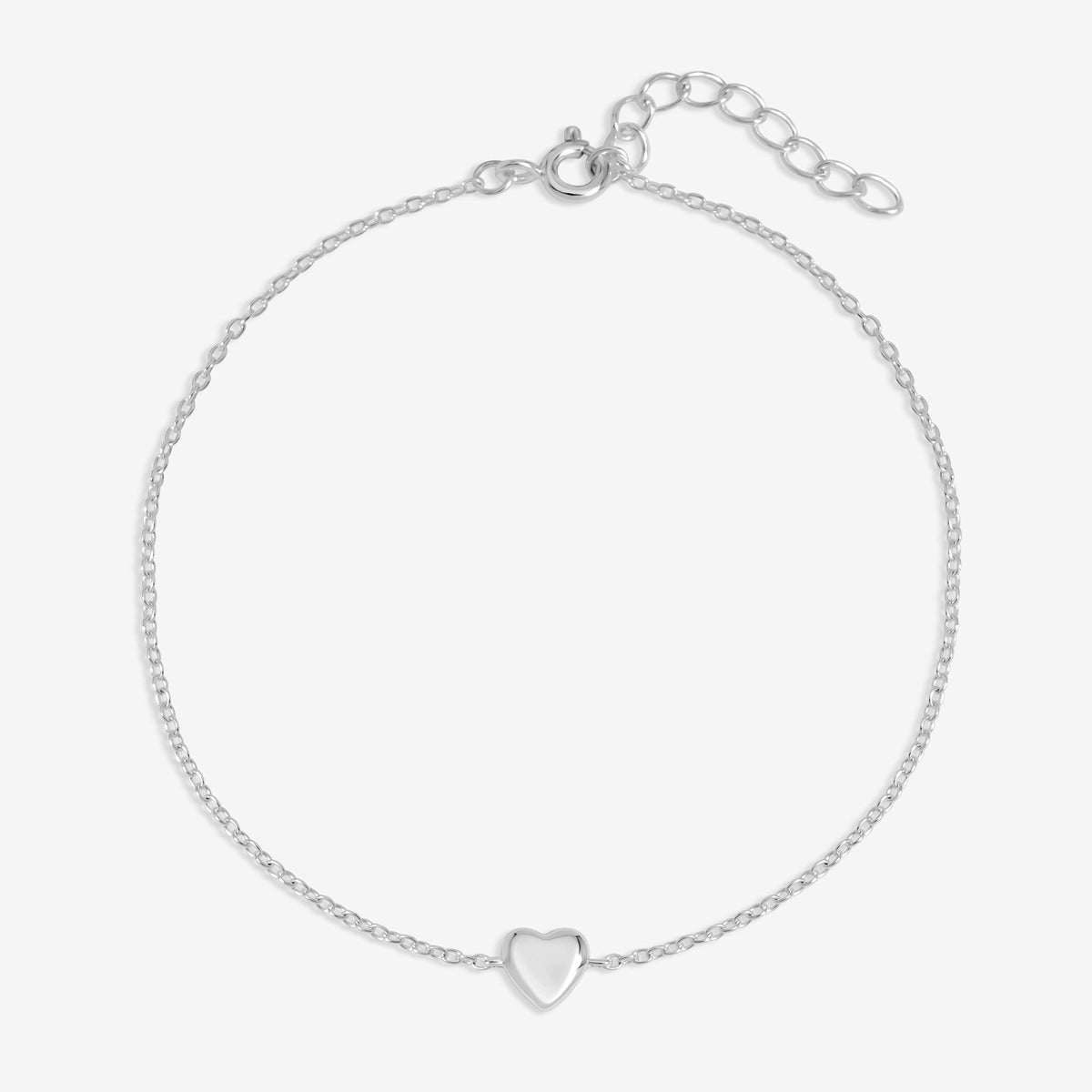 Simply Silver 925 Sterling Silver Fine Polished Heart Bracelet - Gift Pouch