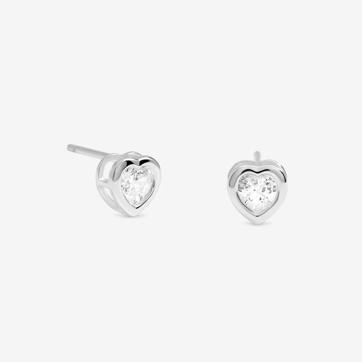 Simply Silver 925 Sterling Silver Bezel Heart Stud Earrings