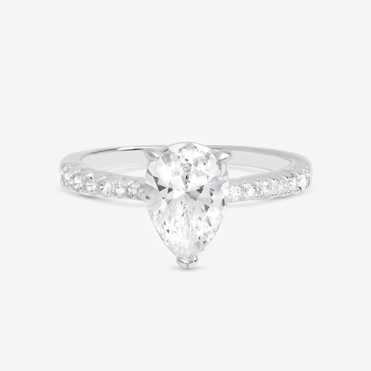 Simply Silver 925 Sterling Silver Pear Cut Engagement Ring - Gift Pouch