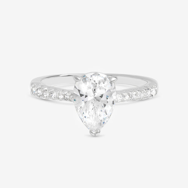 Simply Silver 925 Sterling Silver Pear Cut Engagement Ring - Gift Pouch