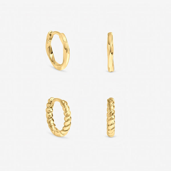 Inicio Gold Polished Hoops - Pack Of 2