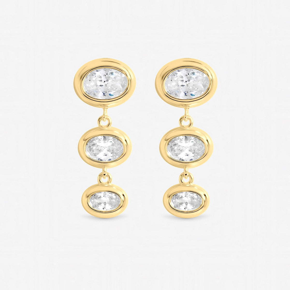 Inicio Gold Graduated Cubic Zirconia Bezel Drop Earrings