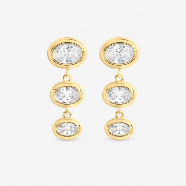 Inicio Gold Graduated Cubic Zirconia Bezel Drop Earrings