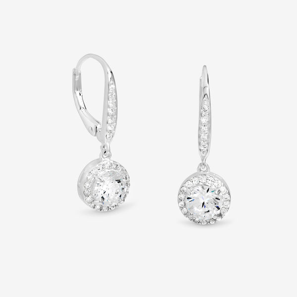 Simply Silver 925 Sterling Silver Brilliant Round Clara Halo Drop Earrings