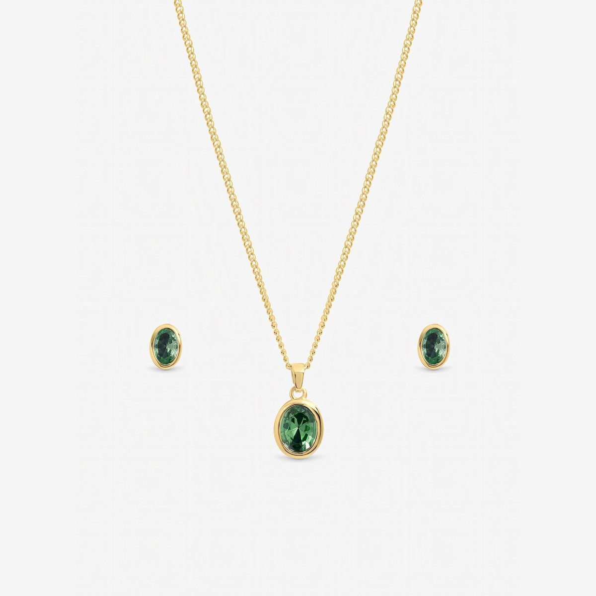 Inicio Gold Emerald Oval Bezel Set - Gift Box