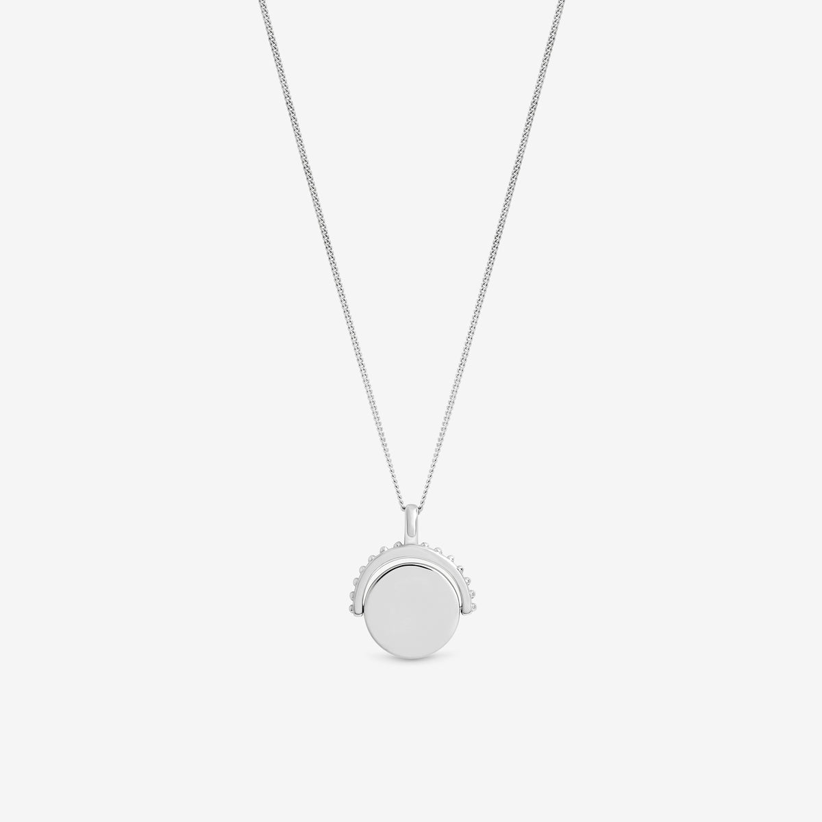 Simply Silver Sterling Silver 925 Personalised Beaded Edge Spinner Pendant