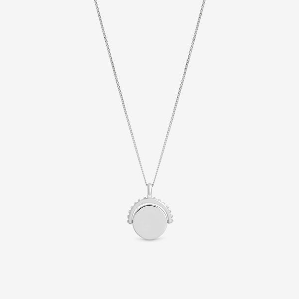 Simply Silver Sterling Silver 925 Personalised Beaded Edge Spinner Pendant
